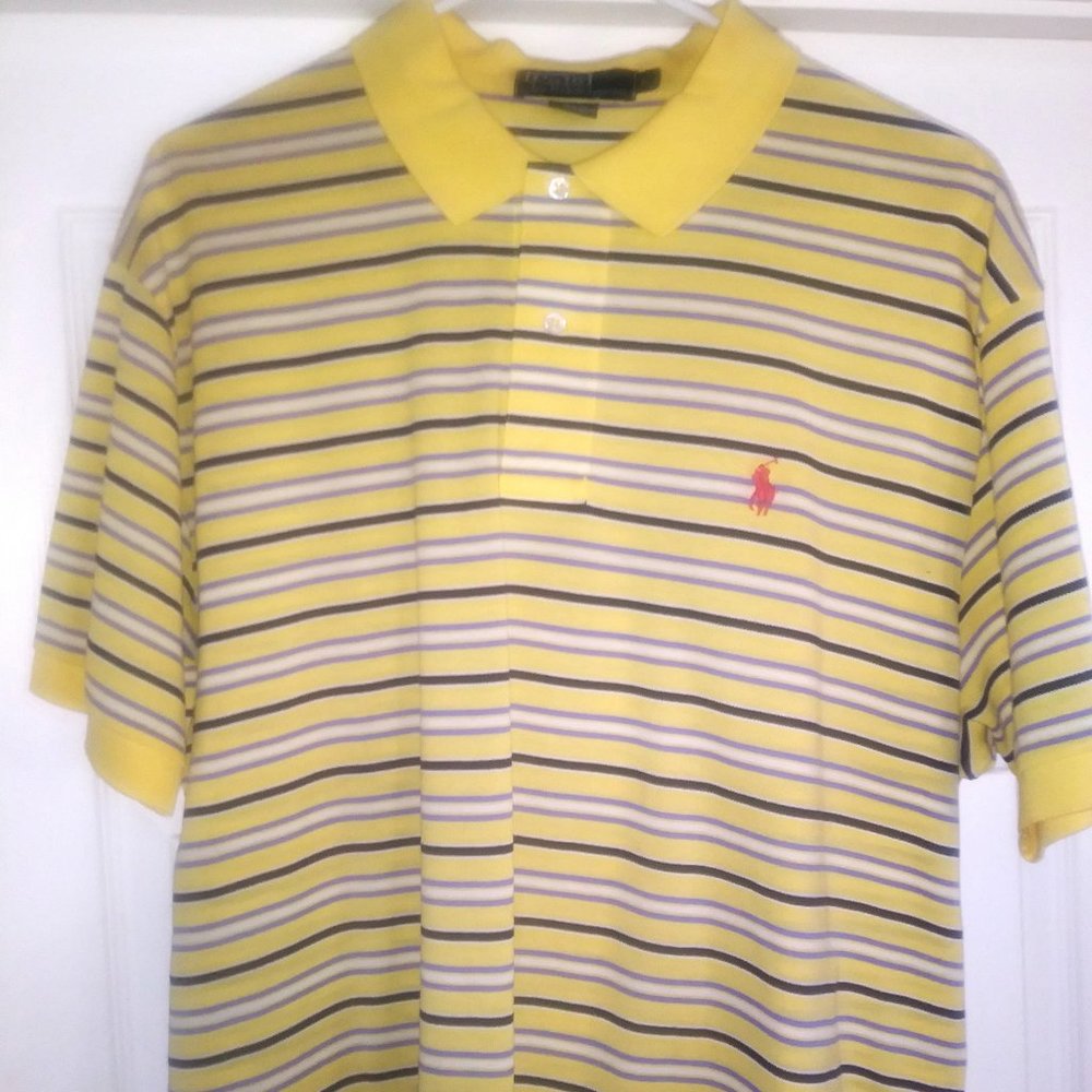 Never Worn: Polo RALPH LAUREN 100% Pima Cotton, Yellow with Dark Blue, Light ...